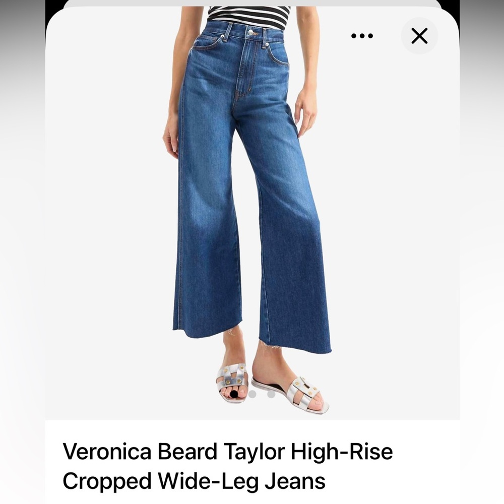 Veronica Beard Taylor High-Rise Cropped Wide-Leg Jeans